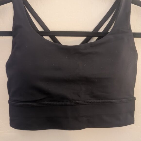 lululemon Energy Longline Bra Medium Support, B–C Cups, Sz 6, Black Pre-owned - Picture 2 of 4